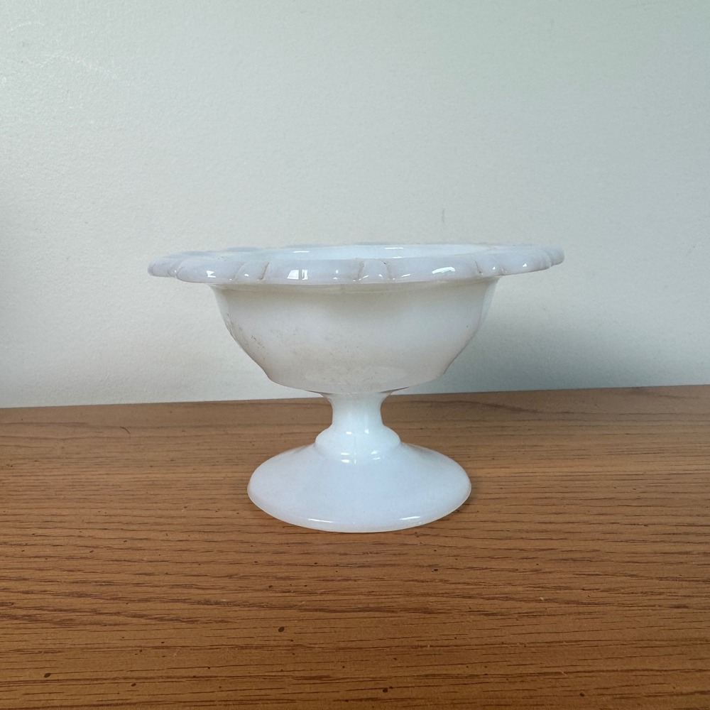 Vintage Westmoreland White Milk Glass Open Lace Edge Pedestal Candy Dish‎ Bowl